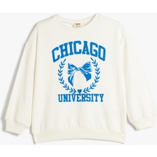 Koton Sweatshirt Uzun Kollu Bisiklet Yaka Baskı Detaylı Pamuklu