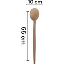 Poyraz Ahşap 55 cm Bükümlü Tahta Salça & Pilav Kepçesi Doğal Ahşap Mutfak Servis Kepçe El Işçiliği Annelere Özel