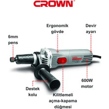 Crown Kalıpçı Taşlama Makinası 600W CT13307 | Uzun Tip Profesyonel Kalıpçı Taşlama