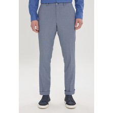ALTINYILDIZ CLASSICS Erkek Koyu Mavi-Mavi Slim Fit Dar Kesim Yan Cepli Desenli Beli Lastikli Pantolon