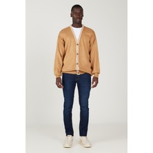 Altınyıldız Classics Erkek KARAMEL-EKRU Standart Fit Normal Kesim V Yaka Triko Hırka