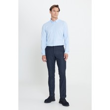Slim Fit Dar Kesim Beli Gizli Lastikli Yan Cepli Desenli Klasik Pantolon