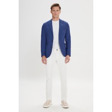 ALTINYILDIZ CLASSICS Erkek Lacivert Slim Fit Dar Kesim Kırlangıç Yaka Desenli Blazer Ceket