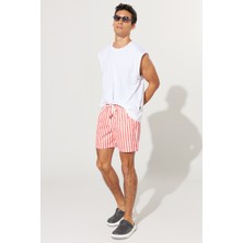 ALTINYILDIZ CLASSICS Erkek Beyaz-mercan Standart Fit Desenli Hızlı Kuruyan Cepli Mayo