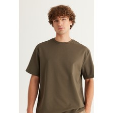 ALTINYILDIZ CLASSICS Erkek Haki Comfort Fit Rahat Kesim Bisiklet Yaka Pamuklu Tişört