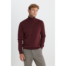 Pamuklu Standart Fit Normal Kesim Tam Balıkçı Yaka Jakarlı Triko Kazak