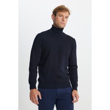 Altınyıldız Classıcs Pamuklu Standart Fit Normal Kesim Tam Balıkçı Yaka Basic Triko Lacivert Kazak