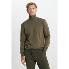 Altınyıldız Classıcs Pamuklu Standart Fit Normal Kesim Tam Balıkçı Yaka Basic Triko Haki Kazak