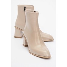 Luvi Alba Bej Cilt Kadın Kalın Topuklu Bot