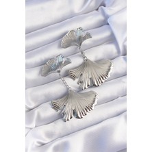 Sinerji Shop Pirinç Gümüş Renk Tırtıklı Yaprak Model Sallantılı Küpe - TJ-BKP9249