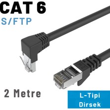 IRENIS Cat6 S/ftp Dirsek Kablo 2 Metre-Siyah