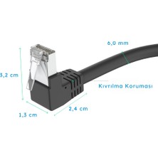 IRENIS Cat6 S/ftp Dirsek Kablo 2 Metre-Siyah