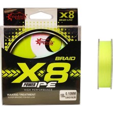 Captain X8 Power Pe 8 Örgü Spin Ip Misina 150MT Lemon Yellow 0,18MM