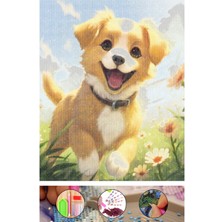 Papatyalar Içinde Köpek Yavrusu | Elmas Mozaik Boyama Tablo 40X50 cm Puzzle Tuval Seti Tuvale Gerili