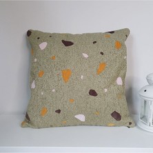 Deco Terrazzo Desenli Lüks Bukle Kırlent Kılıfı Yeşil