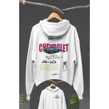 Oversize S-10 Sırt Baskılı Kapüşonlu Sweatshirt, Unisex Klasik Araba Temalı Hoodie