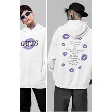 Fuddy Moda Unisex Guts Albüm Sırt Baskılı Kapüşonlu Sweatshirt, Oversize Olivia Rodrigo Baskılı Hoodie