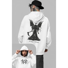 Unisex Sleep Token Sırt Baskılı Kapüşonlu Sweatshirt, Oversize Rock Band Baskılı Hoodie