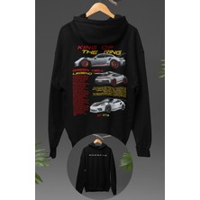 Fuddy Moda Oversize King Of The Ring Sırt Baskılı Kapüşonlu Sweatshirt, Unisex Porsche Araba Temalı Hoodie