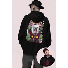 Fuddy Moda Oversize Jiraiya Sırt Baskılı Kapüşonlu Sweatshirt, Unisex Naruto Anime Baskılı Hoodie