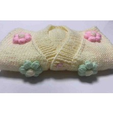 Bebek El Örgüsü Papatyalı Crop Hırka