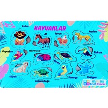 Hamaha Eğitici Ahşap Oyuncak | Ahşap Yabani Hayvanlar Temalı Bul-Tak Puzzle