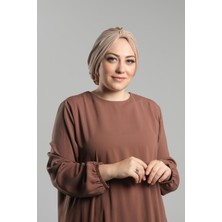 Sütlü Kahve Pratik Hazır Geçmeli Tesettür Bone Sandy Pileli Salaş 2121_26