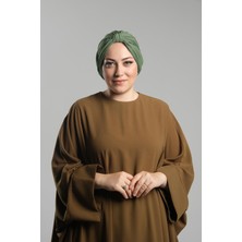 Yağ Yeşili Pratik Hazır Geçmeli Tesettür Bone Sandy Pileli Salaş 2121_36