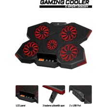 Frisby Gp5 E-Sport Desing 5 Fanlı Ledli LCD Kontrol Panelli Pro Standlı 15-17" Uyumlu Notebook Soğutucu