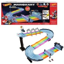 Hot Wheels Mario Kart Gökkuşağı Yolu Seti, Işıklı, Sesli, 2 Adet 1:64 Ölçekli Arabası ile 2,5 mt Uzunluğundaki Pist Seti