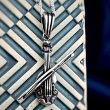 Ebrar Silver Gümüş Keman Kolye 925 Ayar Gümüş Keman Figürlü Unisex Kolye