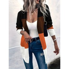 Veramall Kadın Uzun Kollu Çift Renkli Uzun Triko Hırka