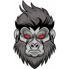 Sticker Usta Goril Güç Kırmızı Gözlü Goril Sticker 00259