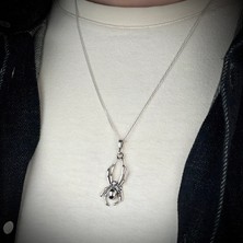 Ebrar Silver Gümüş Örümcek Kolye 925 Ayar Gümüş Örümcek Figürlü Unisex Taşsız Kolye