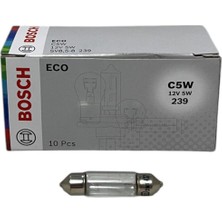 Bosch Eco 12V C5W 5W Sv 8.5-8 Halojen Sofit Tavan, Bagaj Ampulü 38 mm 10 Adet