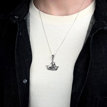 Ebrar Silver Viking Gemisi Gümüş Kolye 925 Ayar Gümüş Viking Gemisi Unisex Kolye Taşsız Gümüş Kolye