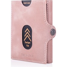 Trusador Valencia Pembe Bozuk Paralık Cepli Unisex Hakiki Deri Rfid Korumalı Erkek Kadın Mini Cüzdan Hediye