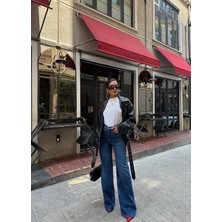 Moda Kadın Yüksek Bel Baggy Kot Pantolon
