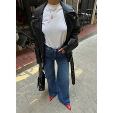 Moda Kadın Yüksek Bel Baggy Kot Pantolon