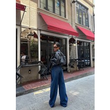 Moda Kadın Yüksek Bel Baggy Kot Pantolon