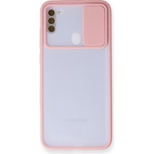 Newface Samsung Galaxy M11 Kılıf Palm Buzlu Kamera Sürgülü Silikon - Pembe 13