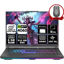 Asus Rog Strıx G16 Intel Core I9-14900HX 8gb 512GB SSD RTX4060/8GB 16" Wuxga 165Hz Freedos Taşınabilir Bilgisayar G614JVR-N3096-A1 & Anzar Mouse