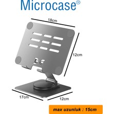 Microcase 360 Derece Dönerli Ayarlanabilir Yükseklik Masaüstü Telefon Tablet Tutucu Metal Stand - AL4721 Gümüş