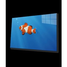 Turuncu Beyaz Cam Tablo Orange White