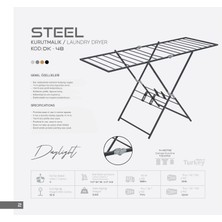 Steel Çamaşır Askılığı Çamaşır Kurutmalığı Full Metal Mandal Hediyeli