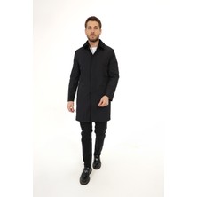 Jan Carlucci Regular Içi Kürklü Siyah  ( Çıkarılabilir Iç Kürk ve Yaka Kürk ) Dizüstü Kaban