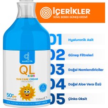 Bebek Güneş Kremi - Çocuklar İçin Güneş Koruyucu Kremi - 50+ Spf 110 ML - Çok Yüksek Koruma UVA + UVB - Bebekler İçin Güneş Kremi