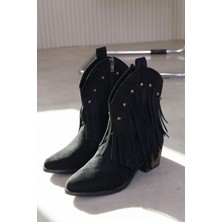 ST147 MODEL 5 CM TOPUKLU PÜSKÜL DETAYLI WESTERN BOT SIY.SUET