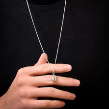 Ebrar Silver Gümüş Kahve Çekirdeği Kolye 925 Ayar Gümüş Kahve Çekirdeği Figürlü Unisex Kolye