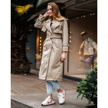 Moda Kemerli Uzun Trençkot